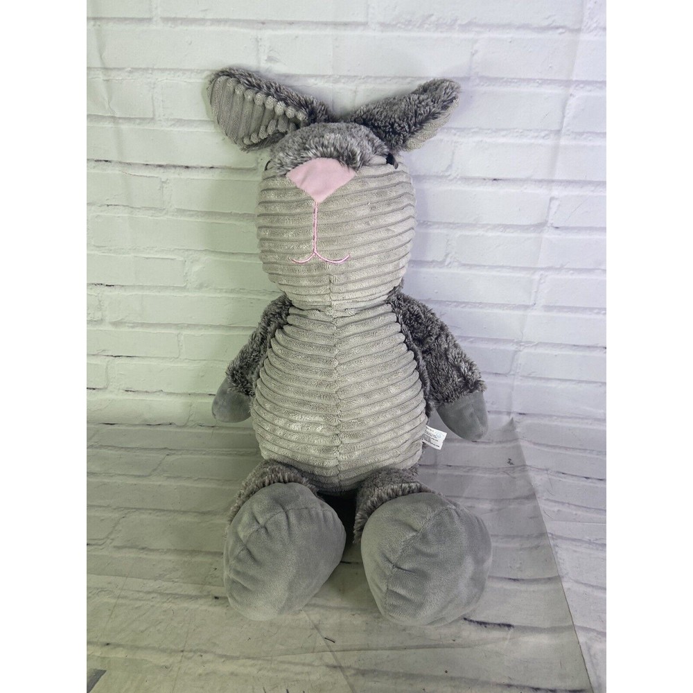 Giftable World Bunny Rabbit Gray Plush Ribbed Corduroy Stuffed Animal Toy 22in